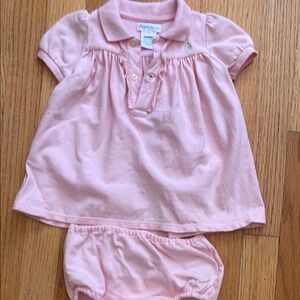 Ralph Lauren Baby Pink Polo Dress Set - 6 months old